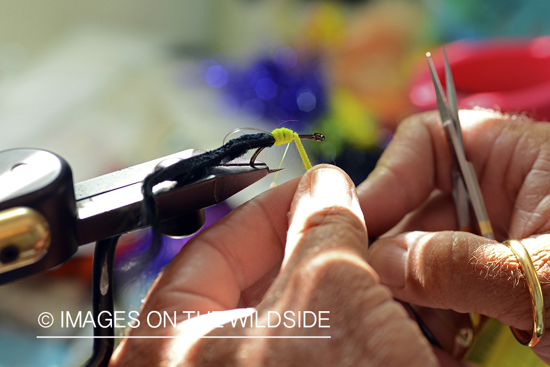 Tying saltwater flies.