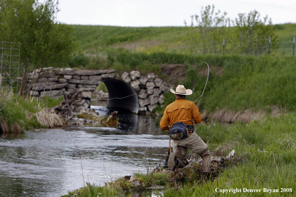 Flyfisherman fishing warm springs