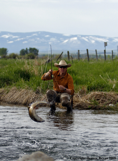 Flyfisherman fishing warm springs