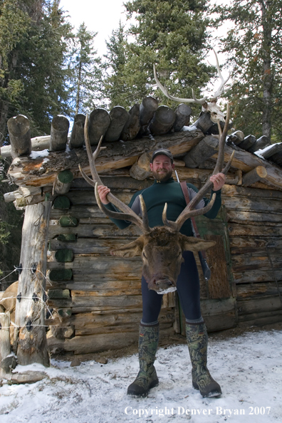 Elk hunter in camp