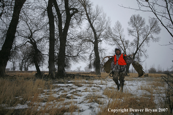 Moose hunter in field