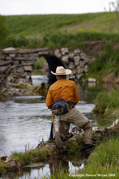 Flyfisherman fishing warm springs