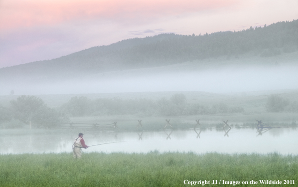 Flyfishing on the South Fork of the Madison River, Montana. 