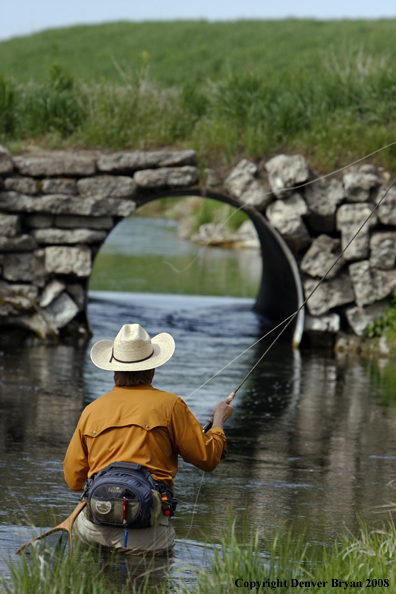 Flyfisherman fishing warm springs