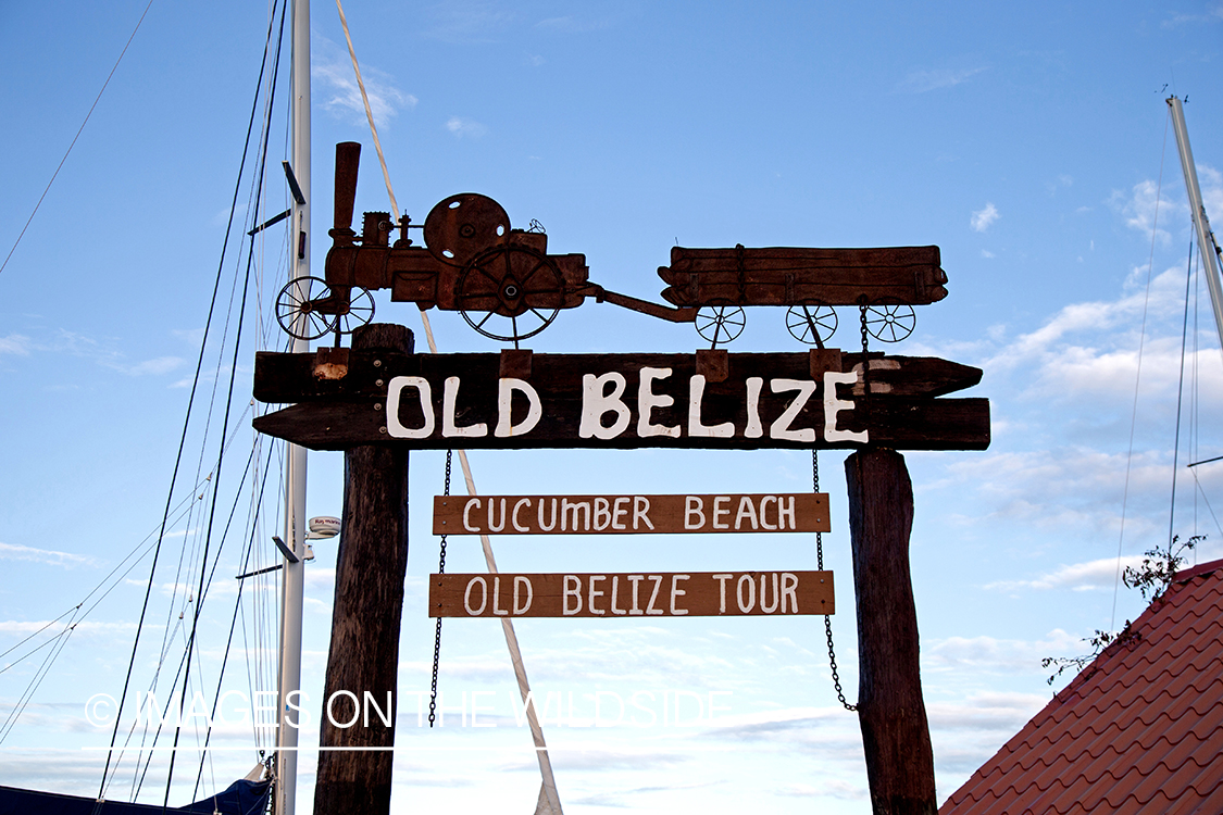 Belize storefront sign.