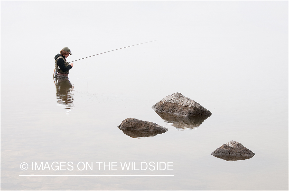 Flyfisherman on Hebgen Lake, MT.