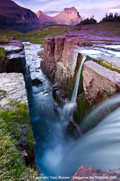 Waterfall in Glacier National Park near Logan Pass