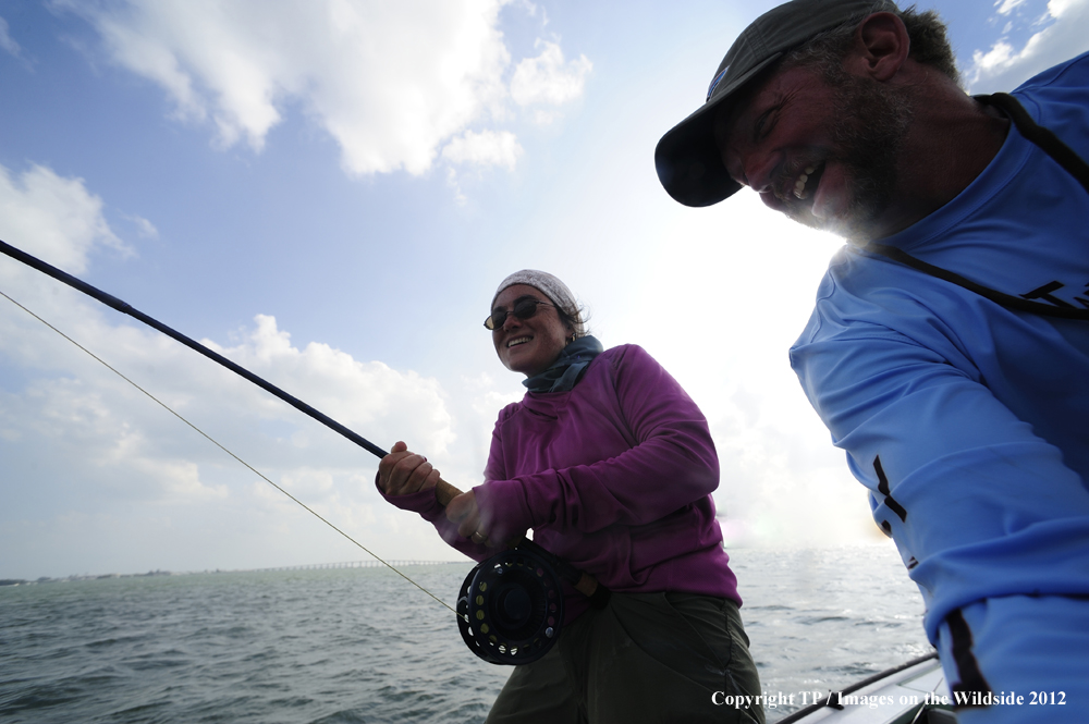 Woman Flyfishing for Tarpon.