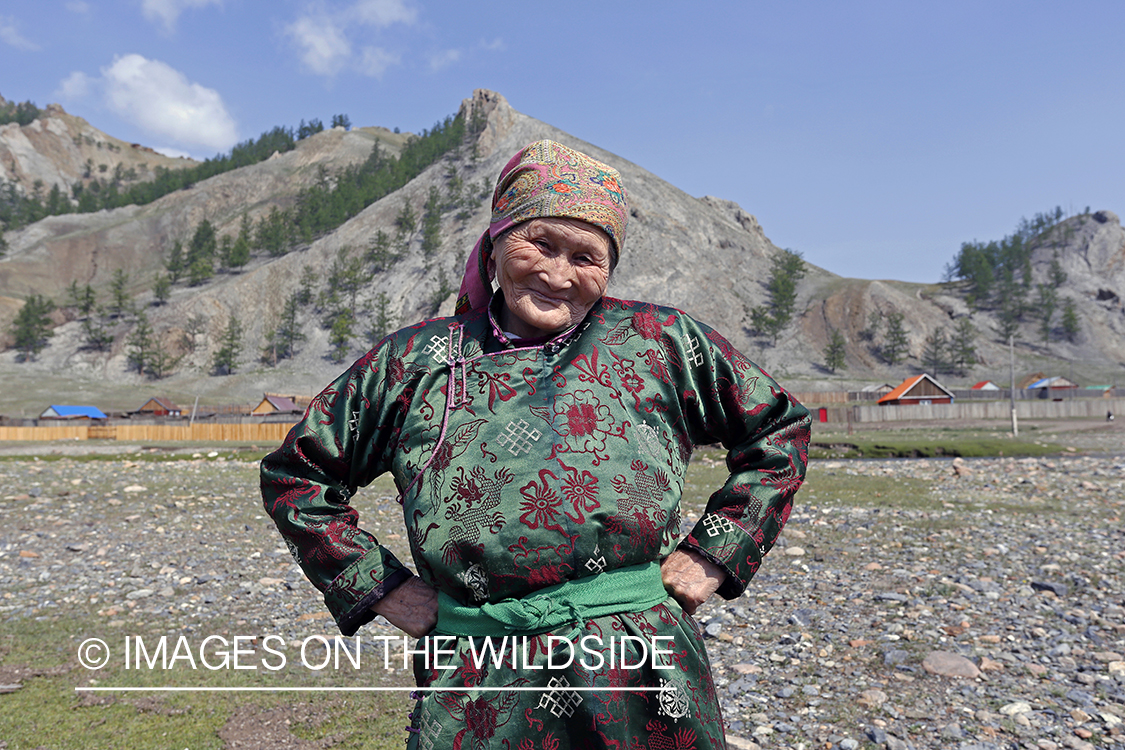 Rural mongolian woman in native dress.