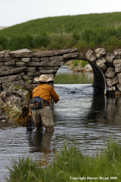 Flyfisherman fishing warm springs