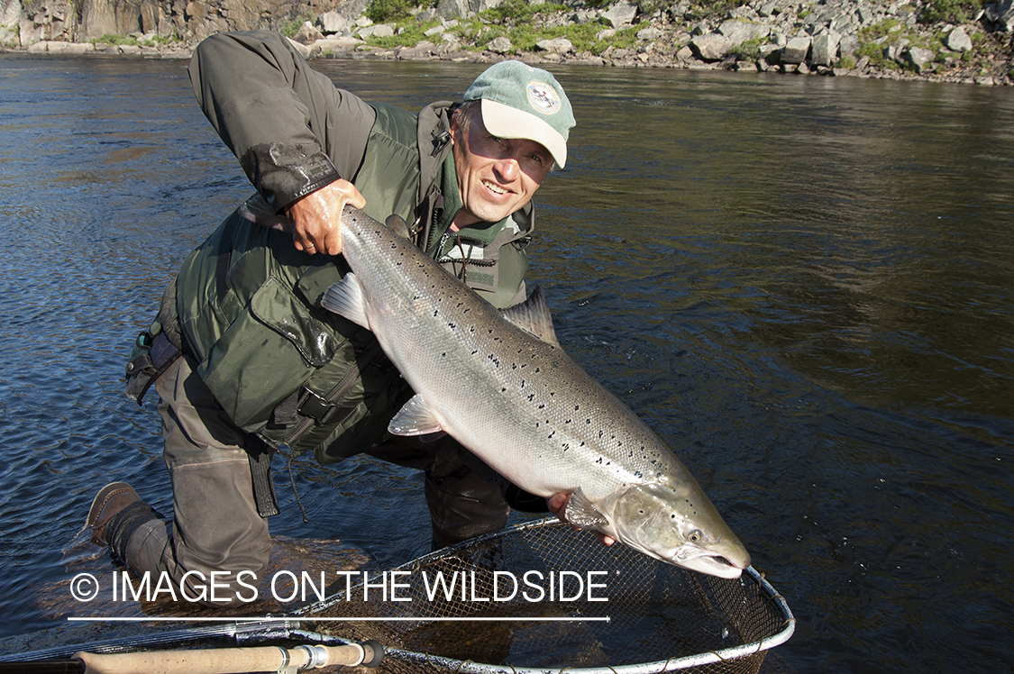 Flyfisherman with salmon.