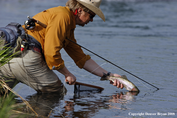 Flyfisherman fishing warm springs