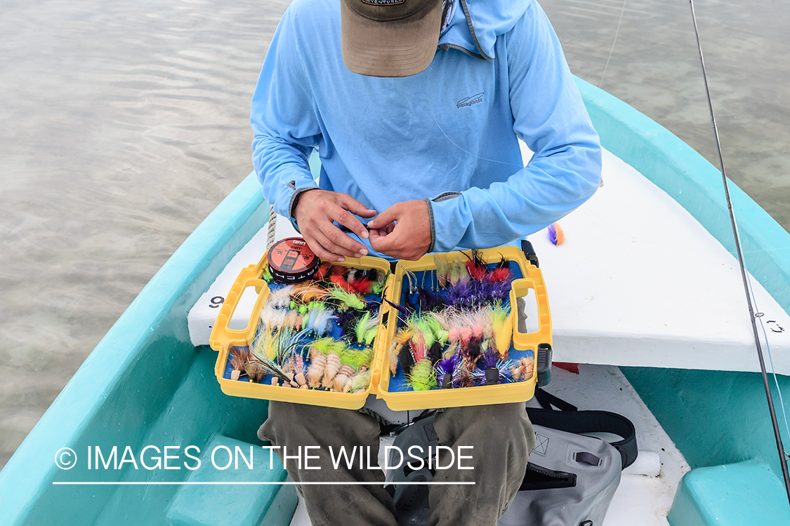 Choosing flies in Belize.