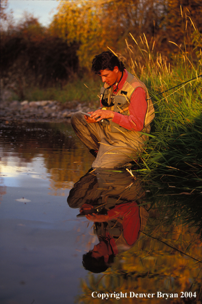 Flyfisherman choosing flies.