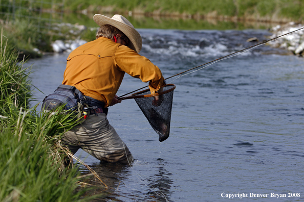 Flyfisherman fishing warm springs