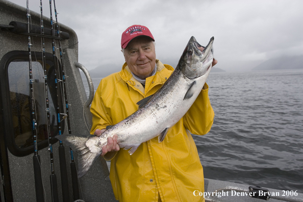 Fisherman with a salmon.