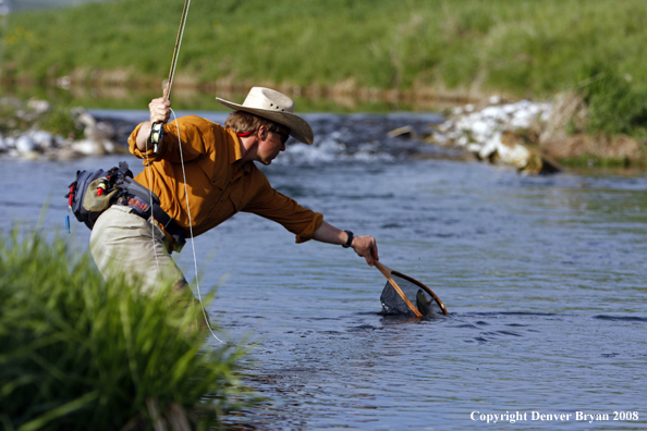 Flyfisherman fishing warm springs