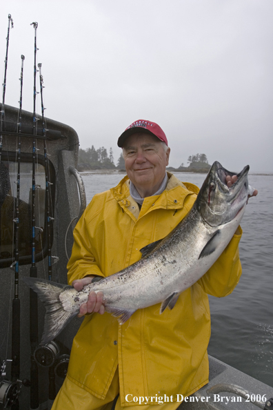 Fisherman with salmon.