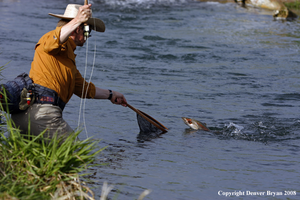 Flyfisherman fishing warm springs