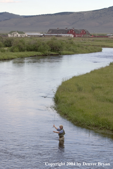 Flyfisherman on river.