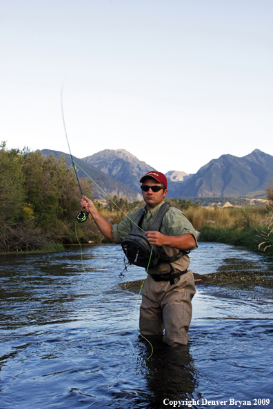 Flyfisherman casting