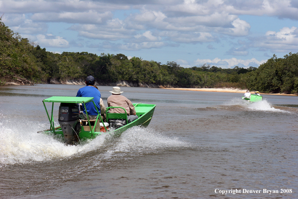 Flyfishermen boating