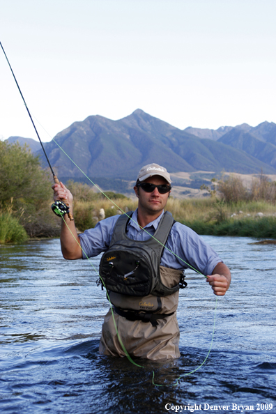 Flyfisherman casting