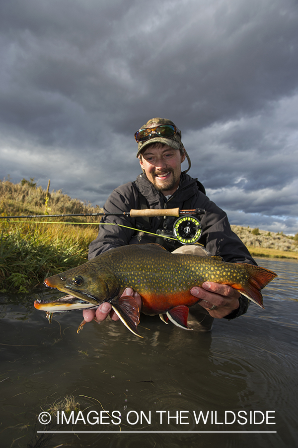 Flyfisherman with a brook trout.