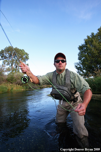 Flyfisherman casting