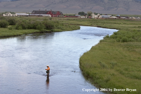 Flyfisherman on river.