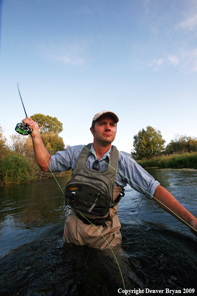 Flyfisherman casting