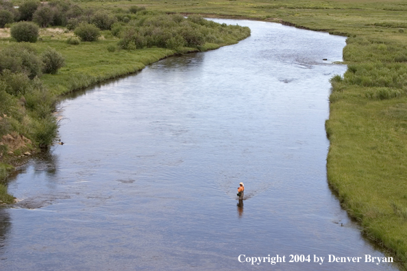 Flyfisherman on river.