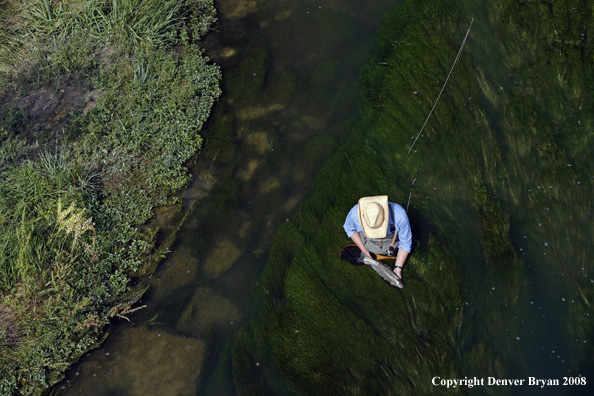 Flyfisherman fishing warm springs