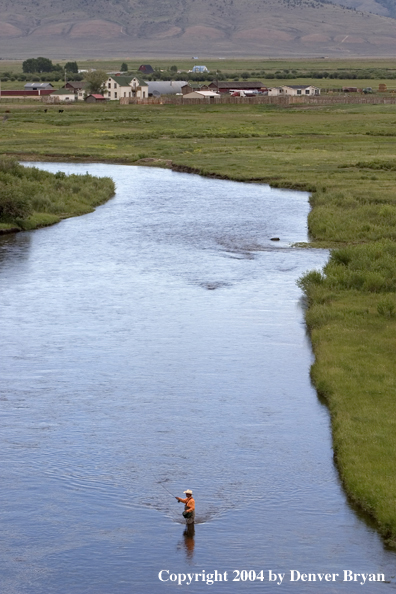 Flyfisherman on river.