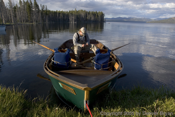 Flyfisherman with driftboat.