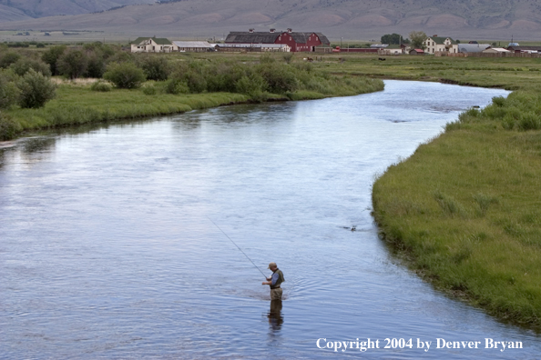 Flyfisherman on river.