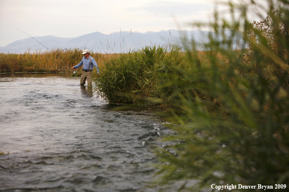 Flyfisherman on stream