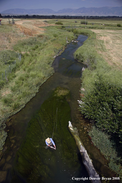 Flyfisherman fishing warm springs