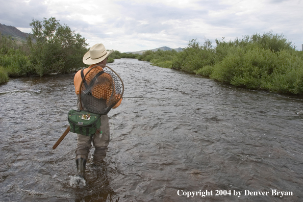 Flyfisherman on river.