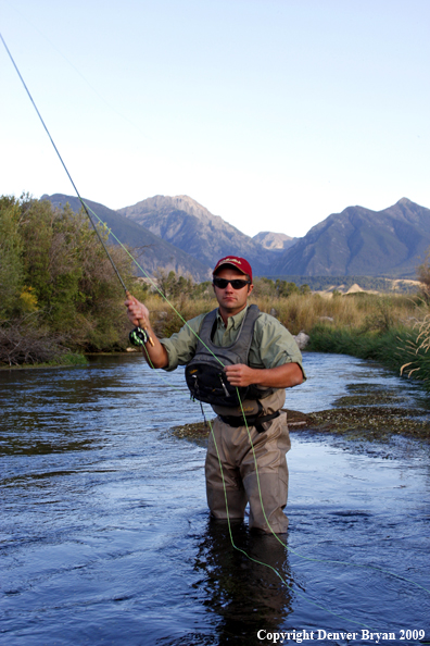 Flyfisherman casting