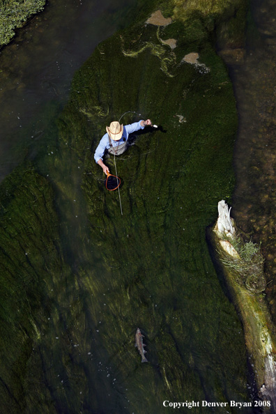 Flyfisherman fishing warm springs