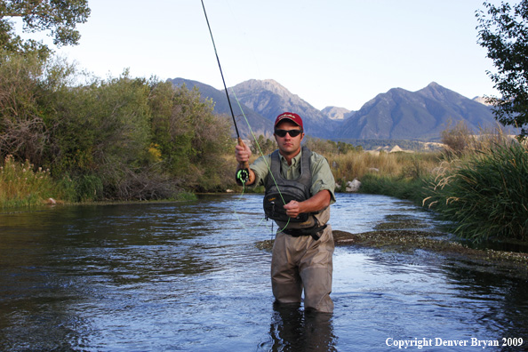 Flyfisherman casting