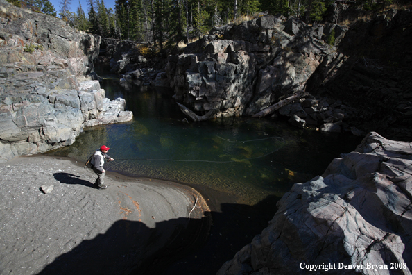 Flyfisherman casting at Slot Canyon