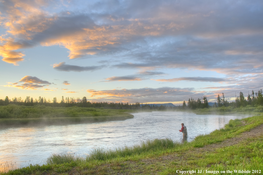 Flyfisherman on the Madison River, Montana. 