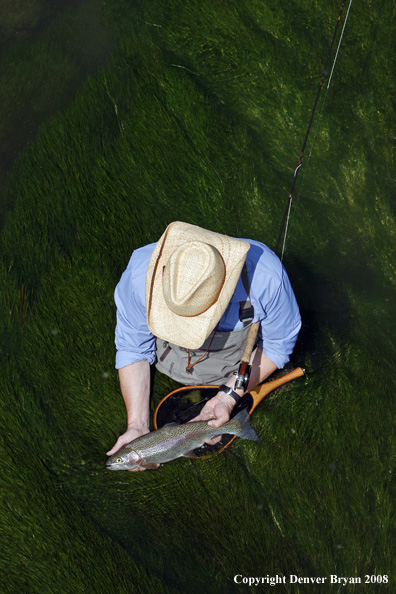 Flyfisherman fishing warm springs