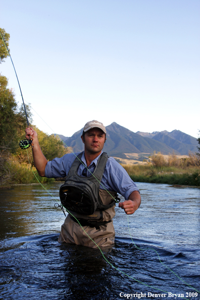 Flyfisherman casting