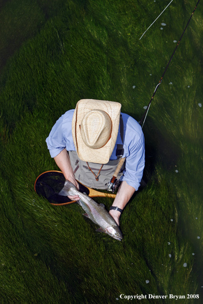 Flyfisherman fishing warm springs