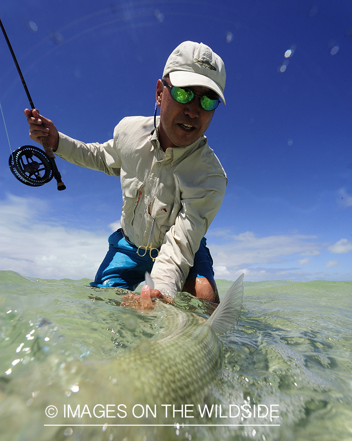 Flyfisherman with bonefish.
