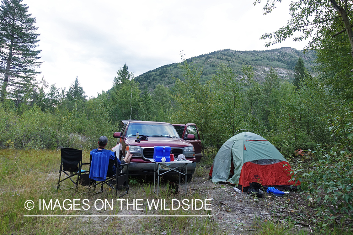 Flyfishermen camping in the Rockies.