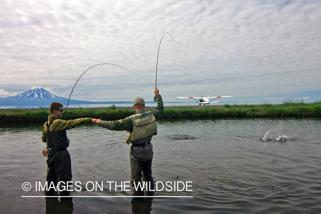 Flyfishermen fishing in Alaska.